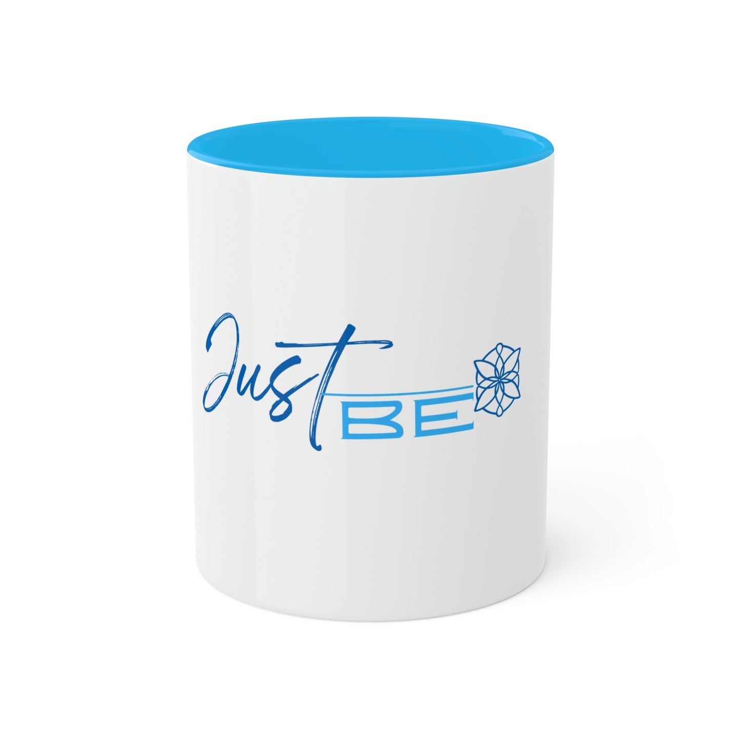 Just Be. Blue White Mug