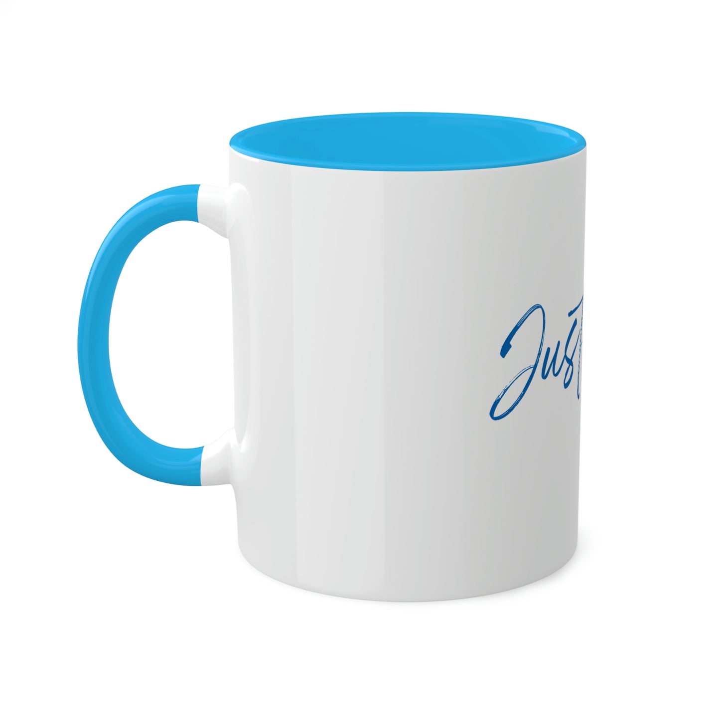 Just Be. Blue White Mug