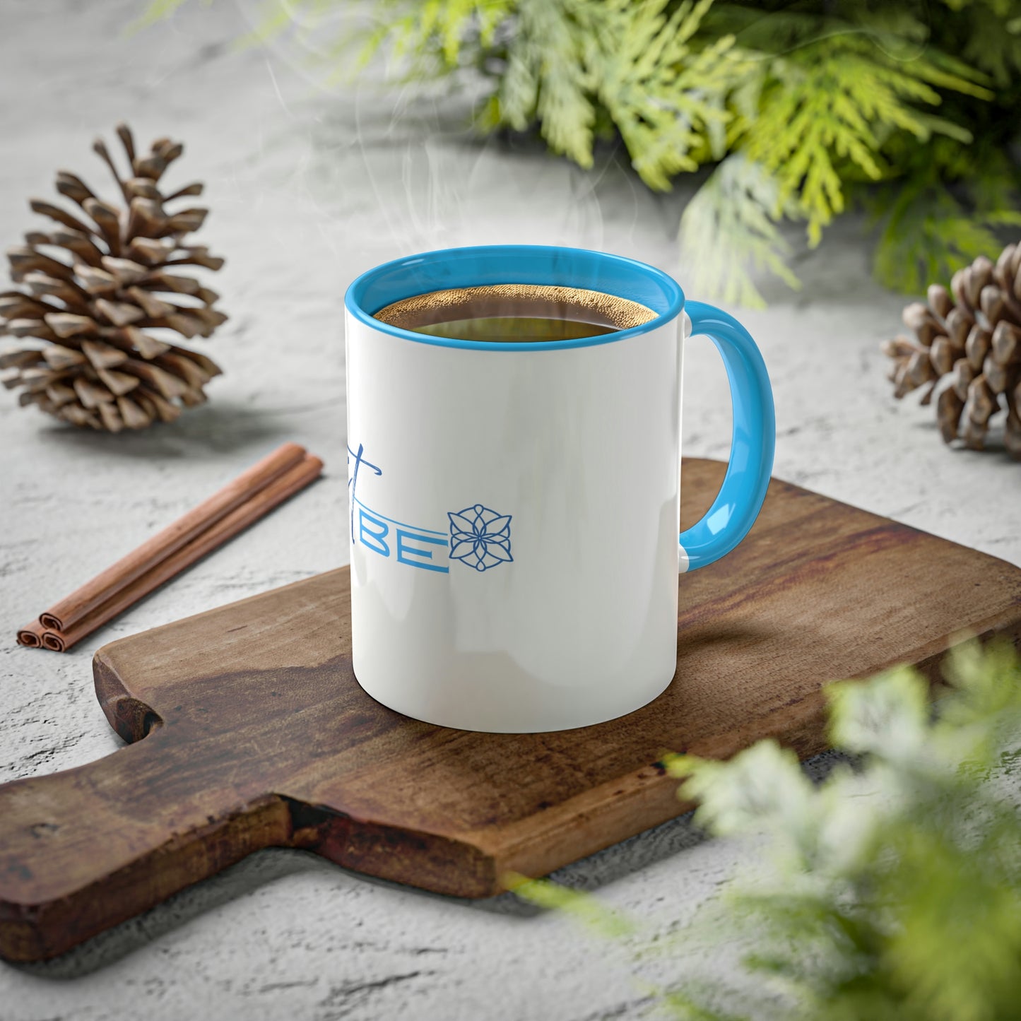 Just Be. Blue White Mug