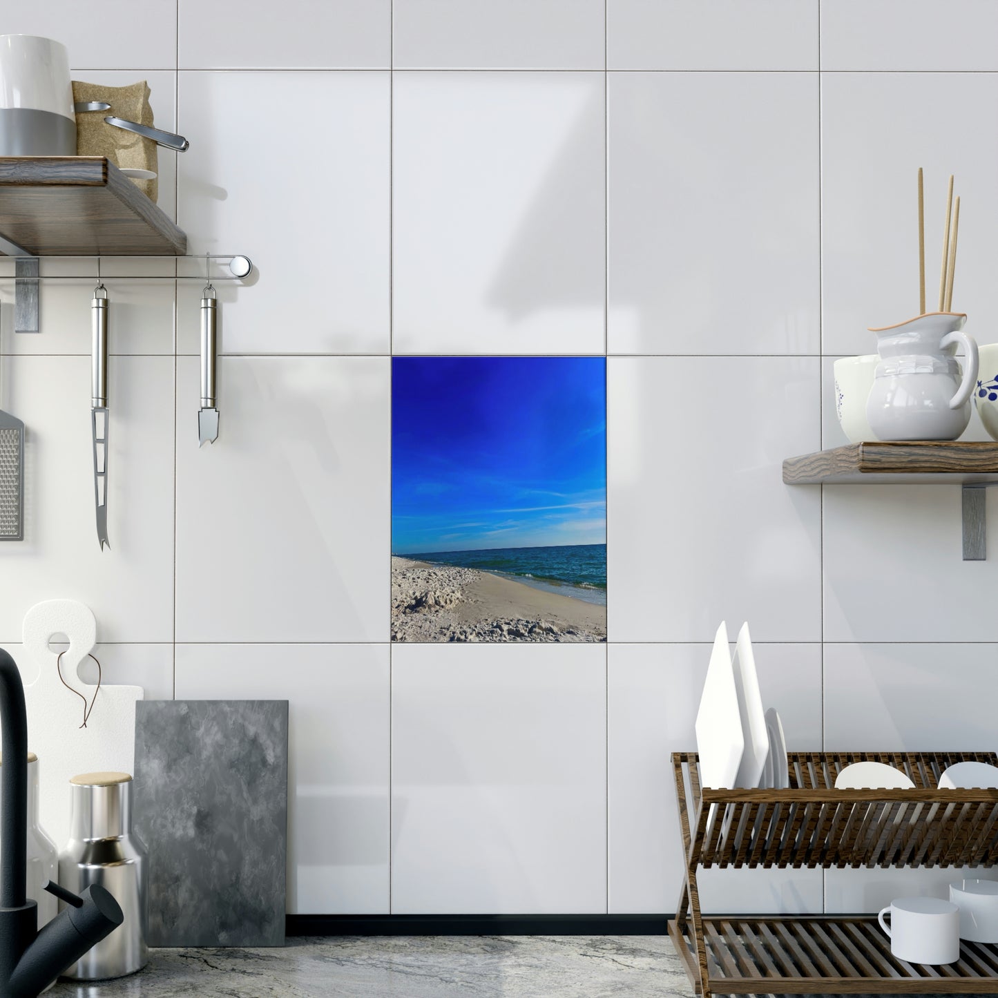 Blue Seas Ceramic Photo Tile