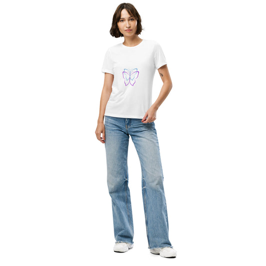 Blue Pink Butterfly Women's relaxed tri-blend t-shirt